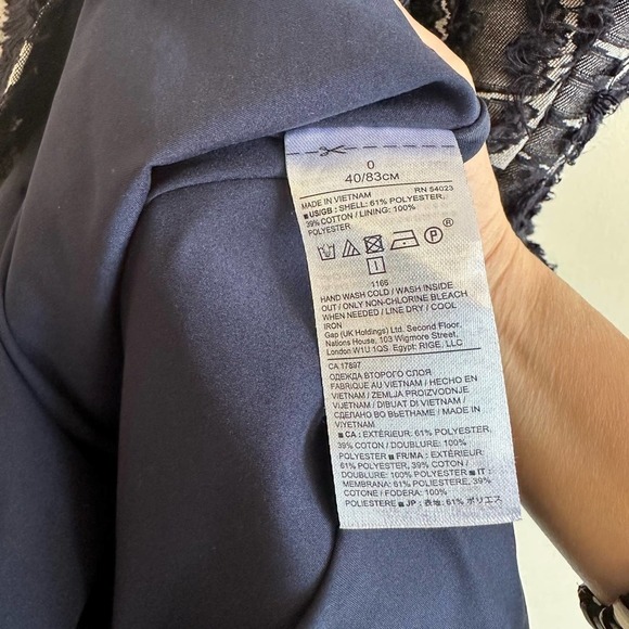 Banana Republic Heritage Collection Dress Blue White Fringe Cotton Size 0 - Picture 9 of 11